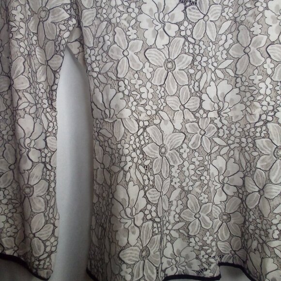 Allegra K Blouse S Long Sleeve Sheer Lace Floral White Black - Picture 11 of 16